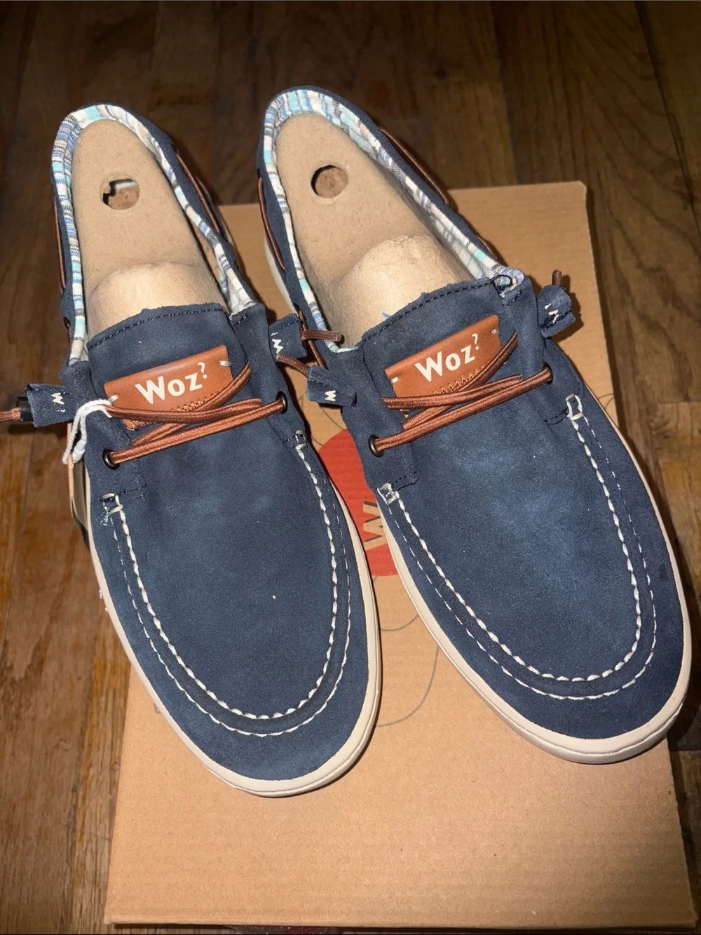 WOZ? Navy and Tan Suede Boat Shoes